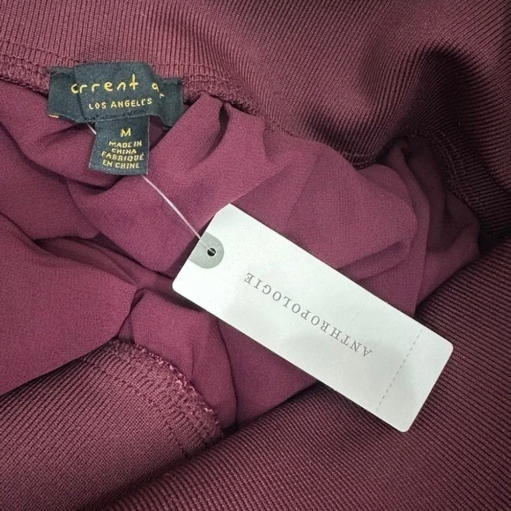 Current Air Anthropologie Wine Burgundy High-Low Layered‎ Maxi Skirt Womens M